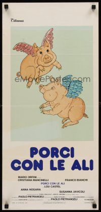 8w738 PIGS HAVE WINGS Italian locandina '77 Porci con le ali, Cristiana Mancinelli, wacky art!