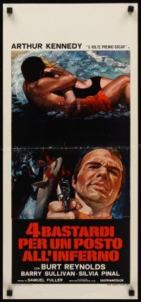 8w756 SHARK Italian locandina 1973 Sam Fuller, Burt Reynolds, different art by Luca Crovato!