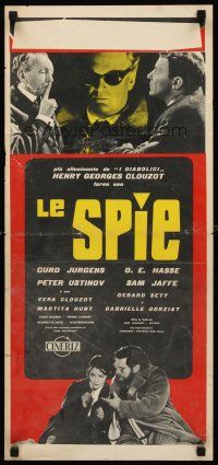 8w765 SPIES Italian locandina '57 Henri-Georges Clouzot, Curt Jurgens, wacky spies!