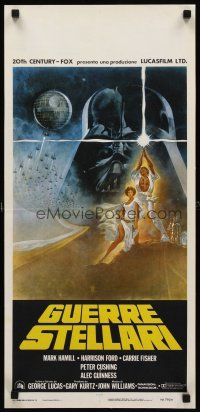 8w767 STAR WARS Italian locandina R80s George Lucas classic sci-fi epic, great art by Tom Jung!