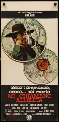 8w774 THEY CALL ME HALLELUJAH Italian locandina '71 George Hilton, cool spaghetti western artwork!