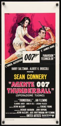 8w780 THUNDERBALL Italian locandina R80s art of Sean Connery as secret agent James Bond 007!