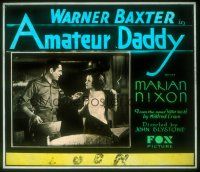 8x040 AMATEUR DADDY glass slide '32 close up of Warner Baxter talking to pretty Marian Nixon!