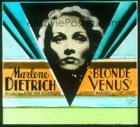 8x046 BLONDE VENUS glass slide '32 c/u of pretty Marlene Dietrich, wonderful deco design!