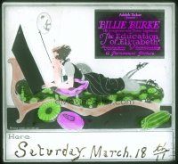 8x062 EDUCATION OF ELIZABETH glass slide '20 cool art of Billie Burke reading giant book!