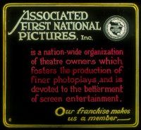 8x066 FIRST NATIONAL style C advertising glass slide '20s fosters production of finer photoplays!