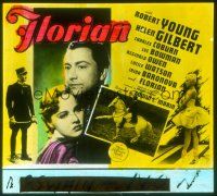 8x068 FLORIAN glass slide '40 Robert Young, Helen Gilbert & a beautiful dressage horse!