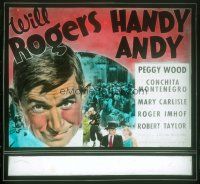 8x076 HANDY ANDY glass slide '34 Will Rogers is a small town druggist whose wife wants better!