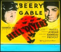 8x081 HELL DIVERS glass slide '32 great image of airplane pilots Clark Gable & Wallace Beery!