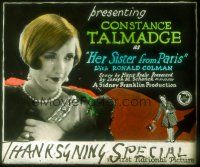 8x083 HER SISTER FROM PARIS glass slide '25 Constance Talmadge as identical twins, Ronald Colman