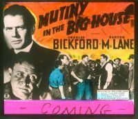 8x108 MUTINY IN THE BIG HOUSE glass slide '39 Barton MacLane holds gun on priest Charles Bickford!
