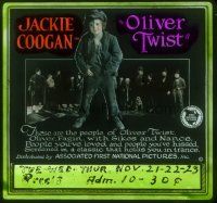 8x115 OLIVER TWIST glass slide '22 great image of Jackie Coogan as the classic orphan!
