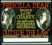 8x116 OUTSIDE THE LAW glass slide '20 jewel thieves Lon Chaney & Priscilla Dean, Tod Browning