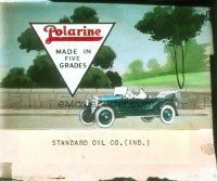8x028 POLARINE advertising glass slide '20s perfect motor oil made in five grades!