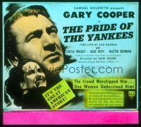 8x122 PRIDE OF THE YANKEES glass slide '42 Gary Cooper as Lou Gehrig with wife Teresa Wright!