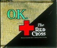 8x029 RED CROSS advertising glass slide '20s cool deco design asking people to give to charity!