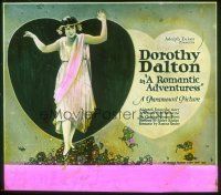 8x126 ROMANTIC ADVENTURESS glass slide '20 full-length image of pretty Dorothy Dalton in heart!