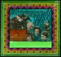 8x152 THOROUGHBREDS DON'T CRY glass slide '37 Judy Garland, Mickey Rooney, cool horse racing image!