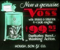 8x034 VOSS WASHING MACHINE advertising glass slide '20s duplicates hand washing action!