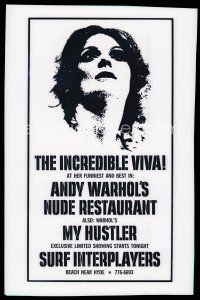8x302 ANDY WARHOL'S NUDE RESTAURANT/MY HUSTLER 5x7 negative '70s starring The Incredible Viva!