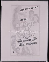8x293 INVISIBLE MAN'S REVENGE 8x10 negative '44 Jon Hall, H.G. Wells, cool poster image!