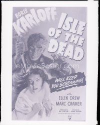 8x294 ISLE OF THE DEAD 8x10 negative '45 art of Boris Karloff & Ellen Drew from the one-sheet!