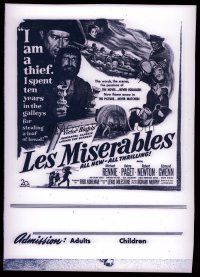 8x296 LES MISERABLES 9x12 negative '52 Michael Rennie as Jean Valjean, Debra Paget, Victor Hugo