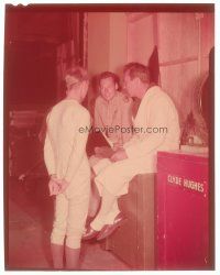 8x256 FIGHTER SQUADRON set of 2 4x5 transparencies '48 candid Edmund O'Brien & young boy on set!
