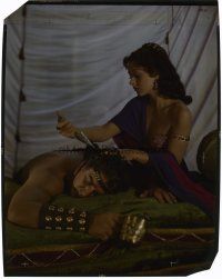 8x236 SAMSON & DELILAH 8x10 transparency '49 Hedy Lamarr holds dagger to Victor Mature's head!