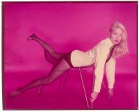8x239 UNKNOWN ACTRESS 8x10 transparency '60s sexy blonde wearing only a sweater & nylons!