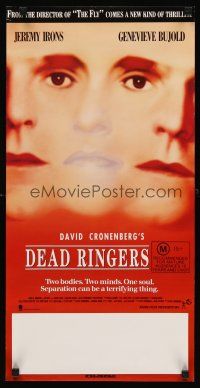 8y176 DEAD RINGERS Aust daybill '88 Jeremy Irons & Genevieve Bujold, directed by David Cronenberg!