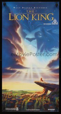 8y185 LION KING Aust daybill '94 classic Disney cartoon set in Africa, cool image of Mufasa in sky