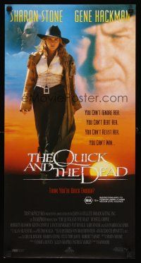 8y190 QUICK & THE DEAD Aust daybill '95 Sharon Stone & super close up of Gene Hackman!