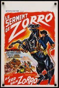 8y701 BEHIND THE MASK OF ZORRO Belgian '65 cool artwork of masked hero on horseback!