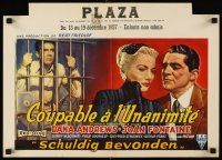 8y703 BEYOND A REASONABLE DOUBT Belgian '56 Fritz Lang noir, art of Dana Andrews & Joan Fontaine!