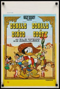 8y720 DONALD DUCK GOES WEST Belgian '70s Disney, great cartoon image of Donald in cowboy outfit!