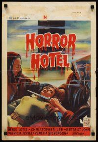 8y740 HORROR HOTEL Belgian '60 creepy artwork of human sacrifice, English horror!