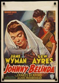 8y754 JOHNNY BELINDA Belgian '48 different artwork of Jane Wyman & Lew Ayres!