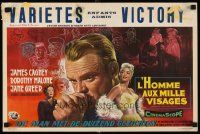 8y771 MAN OF A THOUSAND FACES Belgian '57 different art of James Cagney as Lon Chaney Sr.!