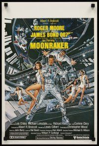 8y773 MOONRAKER Belgian '79 art of Roger Moore as James Bond & sexy space babes by Goozee!