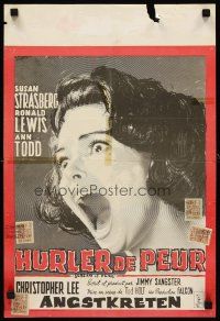 8y789 SCREAM OF FEAR Belgian '61 Hammer, classic terrified Susan Strasberg horror image!