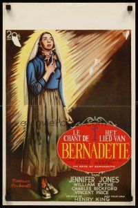 8y793 SONG OF BERNADETTE Belgian '47 artwork of angelic Jennifer Jones by Norman Rockwell!