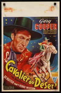8y813 WESTERNER Belgian R50s cool art of Gary Cooper close-up & on horseback!