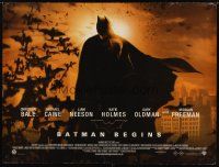 8y553 BATMAN BEGINS DS British quad '05 Christian Bale as the Caped Crusader & bats!