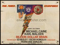 8y557 BILLION DOLLAR BRAIN British quad '67 Michael Caine, Karl Malden, Russell, Caine vs. Brain!