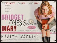 8y562 BRIDGET JONES'S DIARY DS British quad '01 Hugh Grant, Renee Zellweger in title role!