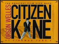8y574 CITIZEN KANE advance British quad R1999 Orson Welles classic, the greatest film ever made!