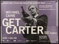 8y596 GET CARTER advance British quad R99 cool image of Michael Caine with shotgun!