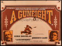 8y599 GUNFIGHT British quad '71 people pay to see Kirk Douglas & Johnny Cash kill each other!