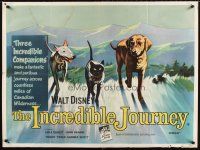 8y606 INCREDIBLE JOURNEY British quad '63 Disney, art of Bull Terrier, Siamese cat & Labrador!